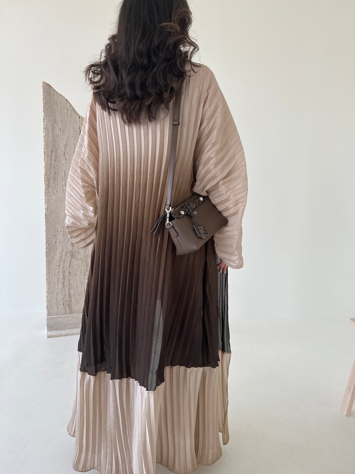 TWO TONE PLEATED ABAYA